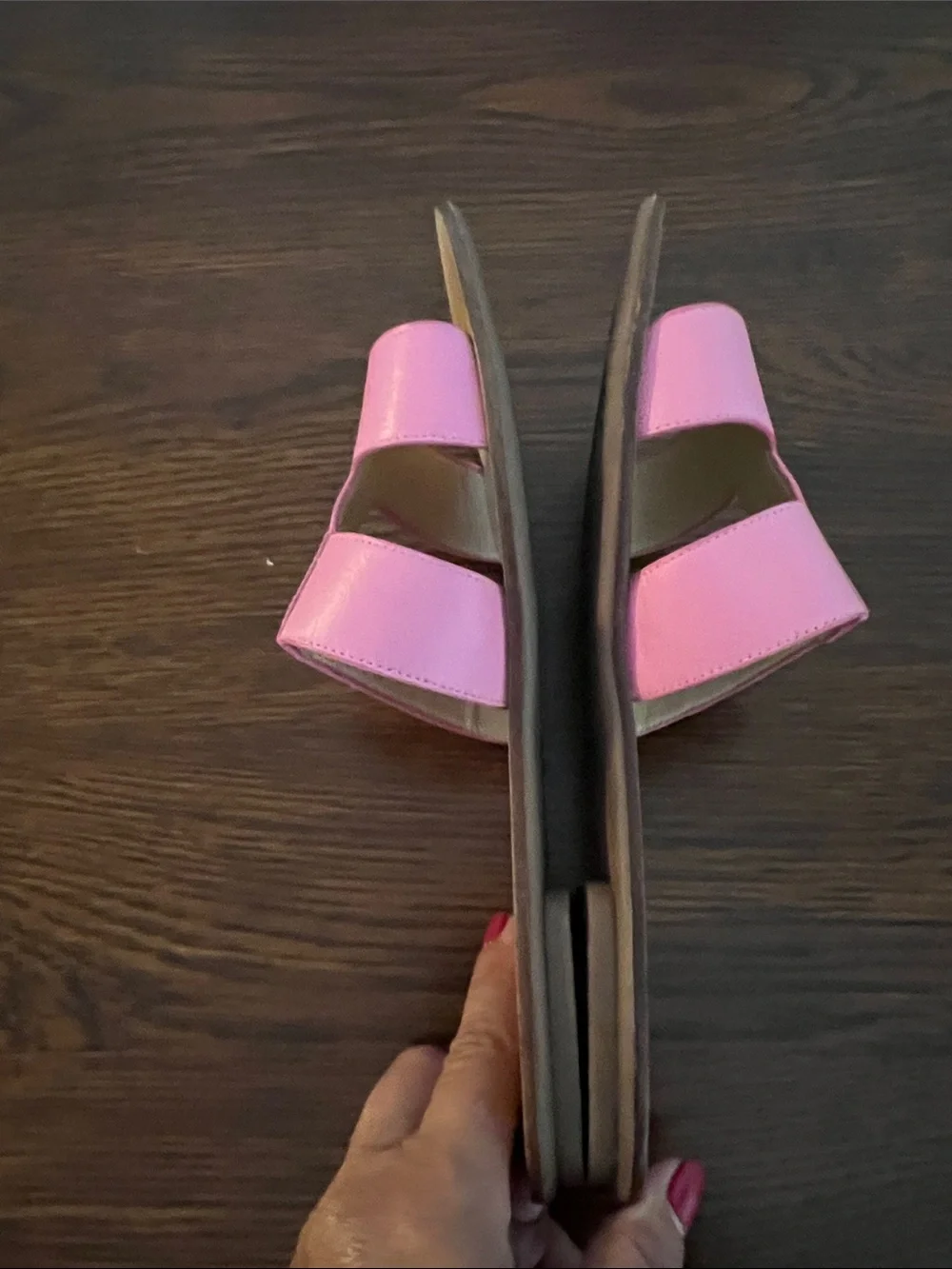 Talbots Pink Leather Slide Sandals